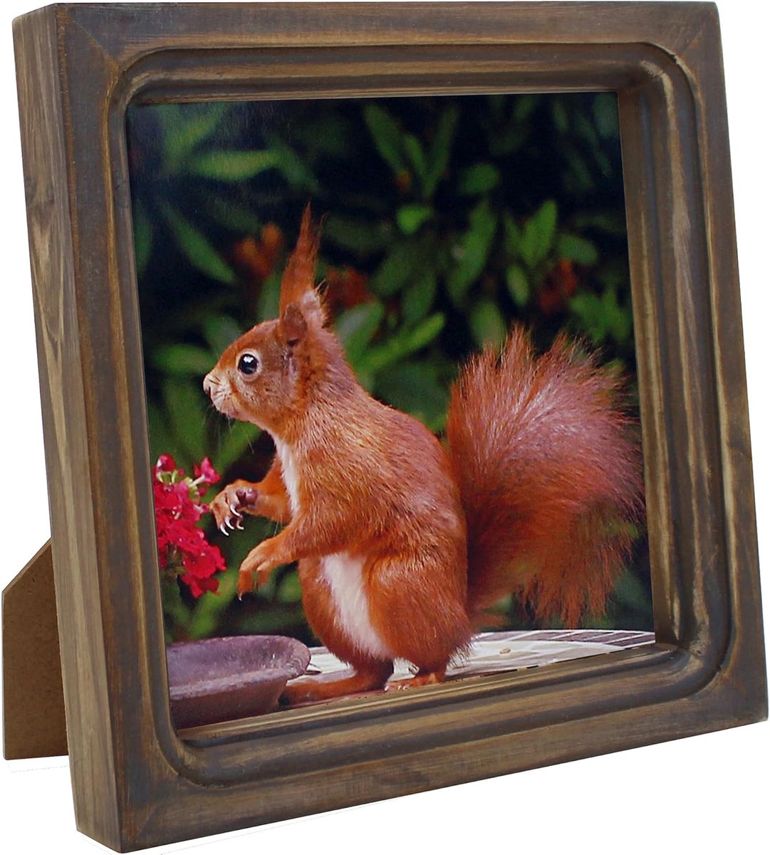 6x6 fotolijst gemaakt van massief hout, high-definition glas, rustieke vintage ontwerpen, kleine fotolijst voor tafelbladweergave en wandmontage, distress bruin