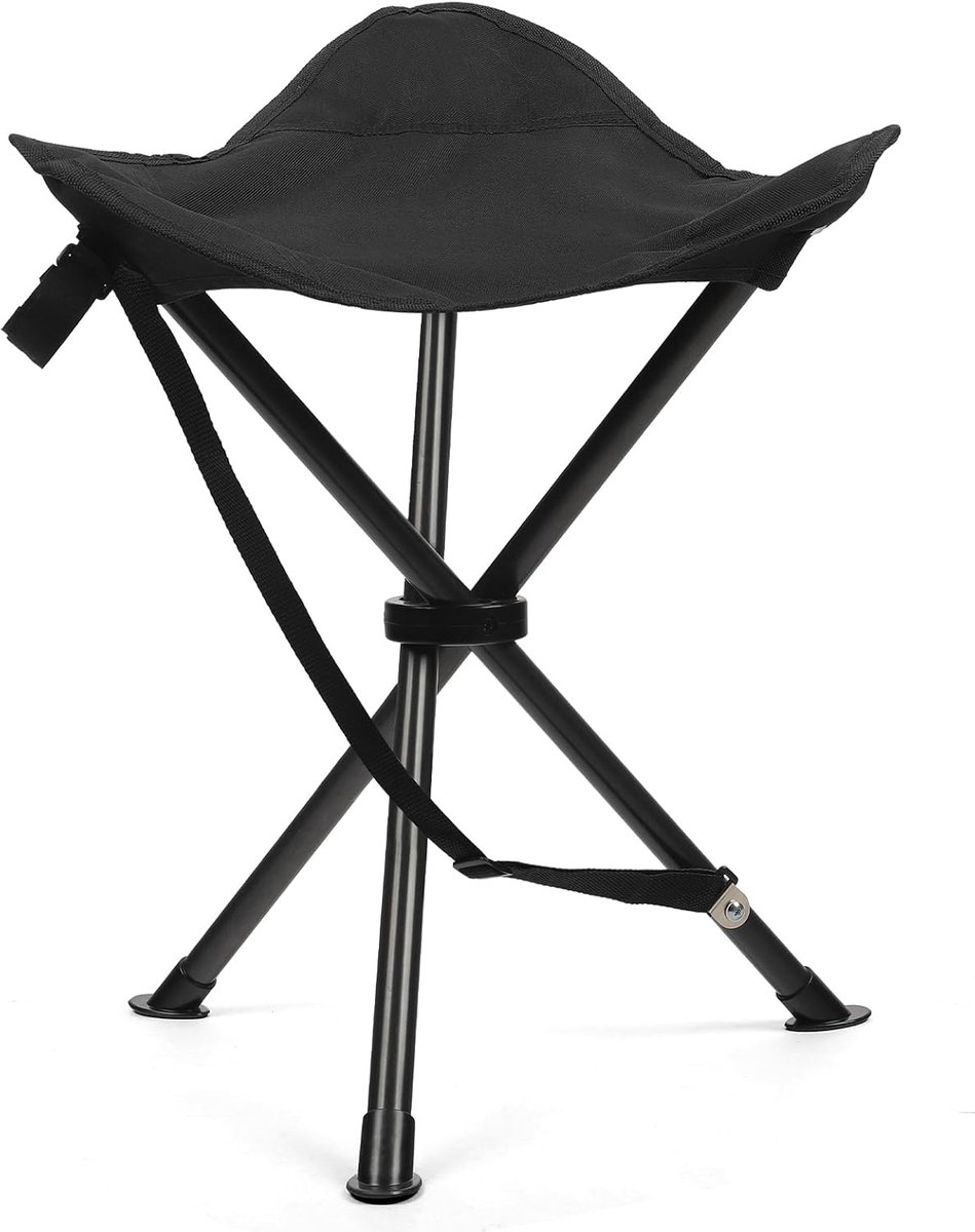 SnelShoppen - 18" Hoge Vouwbare Stoel voor Buiten, Camping, Hiking, Vissen, Jagen, Ondersteunt 100 kg, Zwart, Lichtgewicht, Compact, Snelle Opvouwbaar