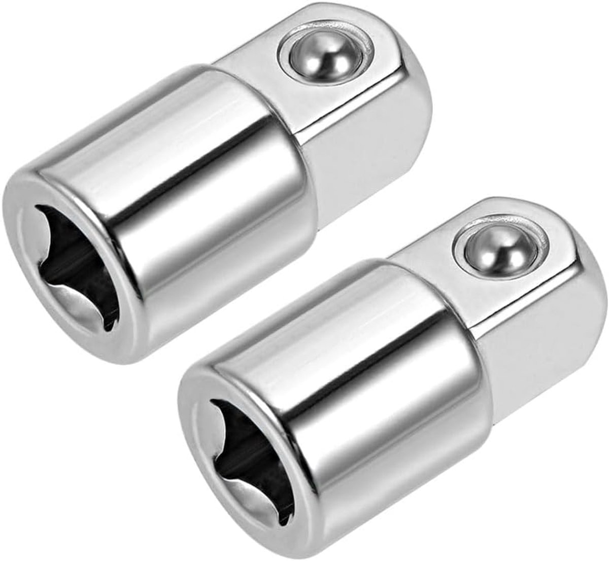 2 stuks 1/4 inch aandrijving (F) x 3/8 inch (M) verloopstukken voor bussen, vrouwelijk naar mannelijk, Cr-V