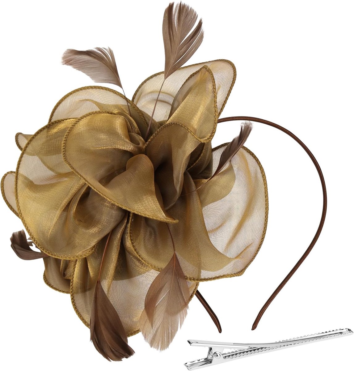 Fascinatorhoed voor dames, mesh bloemenveren, fascinator-hoofdband, fascinerende hoeden voor vrouwen, feestkostuum, hoofddeksels voor bruiloft, theekransje, cocktailrace, Valentijnsdag