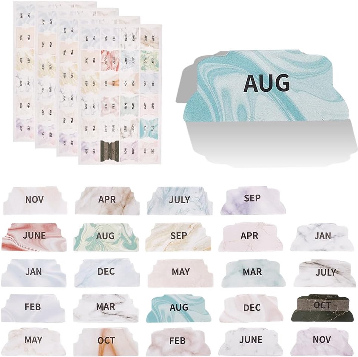 10 vellen maandelijkse tabbladen planner stickers dagen van de week kalenderstickers maand zelfklevende indexlabels stickers markers kleurverloop kleurrijk voor kantoor schoolaccessoires