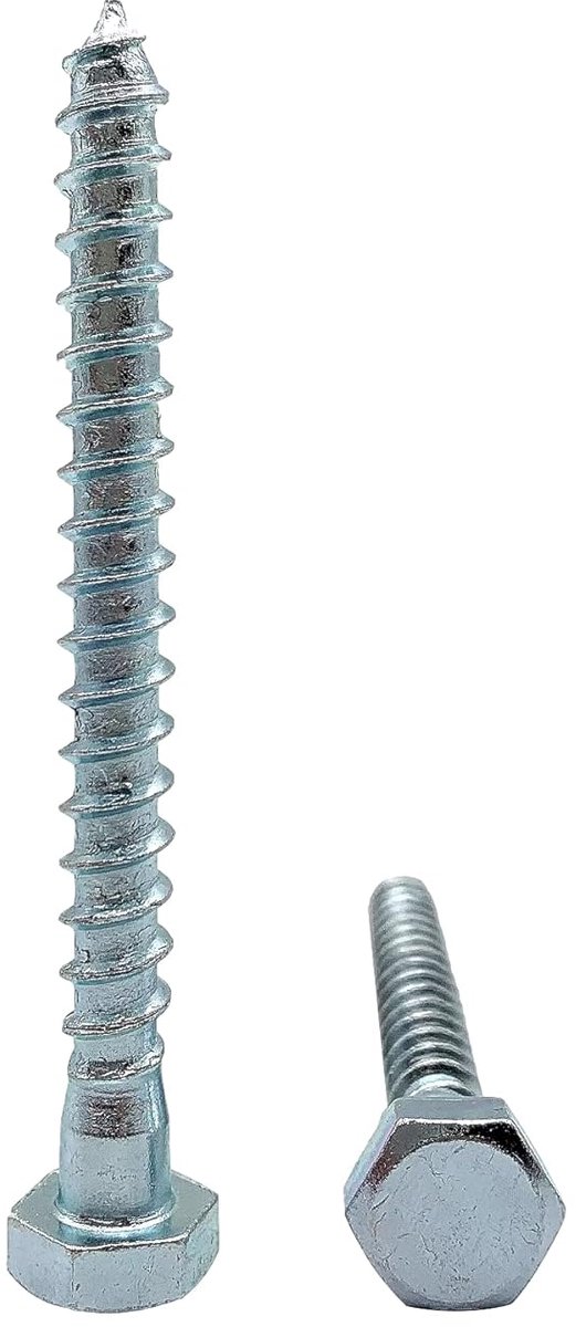 50 stuks DIN 571 verzinkt stalen zeskant houtschroeven M6 x 80 mm, zeskantschroef, achterbouten, zeskantkop, busschroeven (50, M6 x 80 mm)