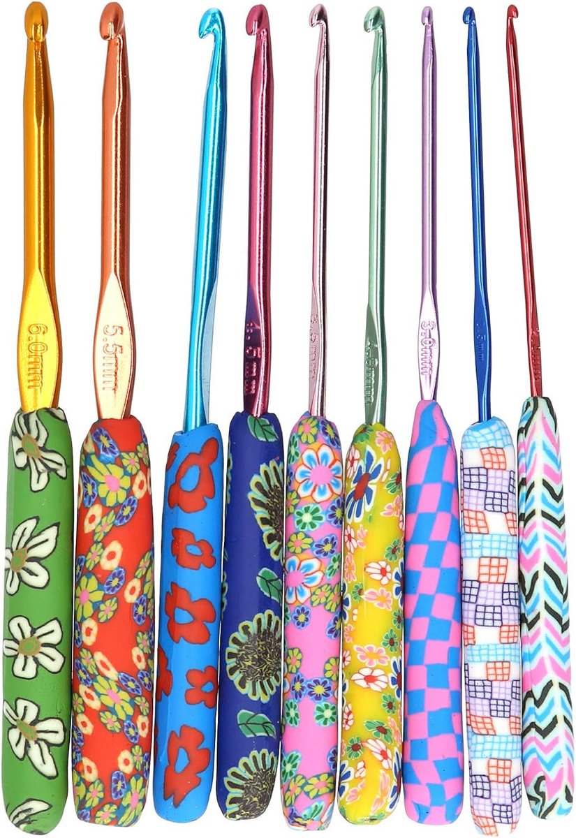 Haaknaaldenset haaknaaldendoos 17×5×2 9-delige haaknaaldenset met ergonomische handgrepen ambachtelijke accessoires voor vrouwen haak furls haaknaalden