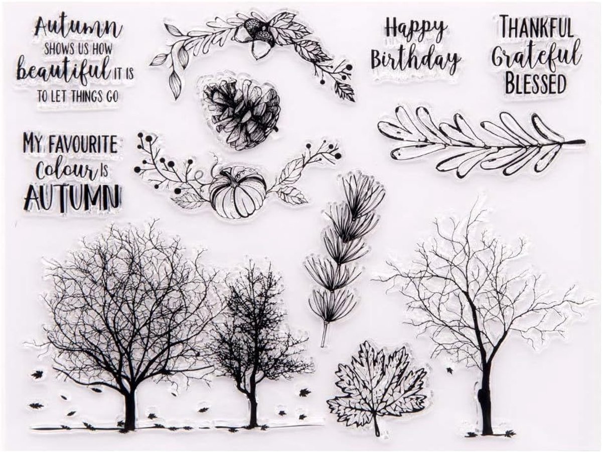 Herfst Dag Herfst Gelukkige Verjaardag Noten Rubber Stempels Heldere Stempels voor Kerstkaart Maken Decoratie en DIY Scrapbooking Rubber Stempels voor Knutselen