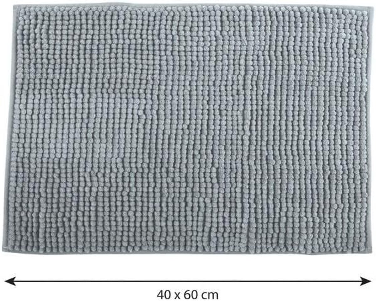 Badmat, microvezel, chenille, 40 x 60 cm, lichtgrijs