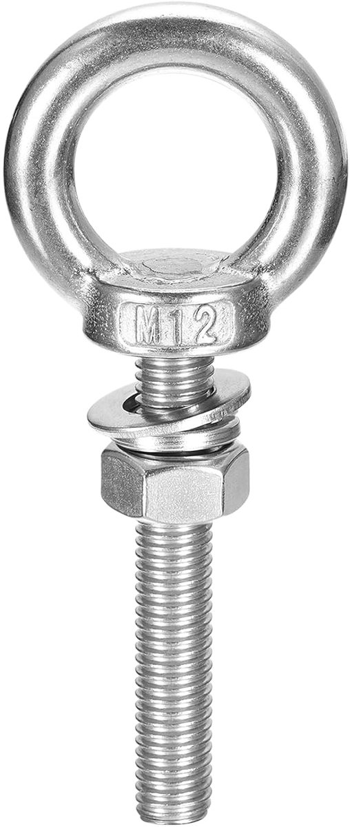 Opschroef, 1 set M12 x 60 mm oogbout met moer, sluitring, roestvrij staal, 304 ring, schouderheffen voor het ophangen van voorwerpen