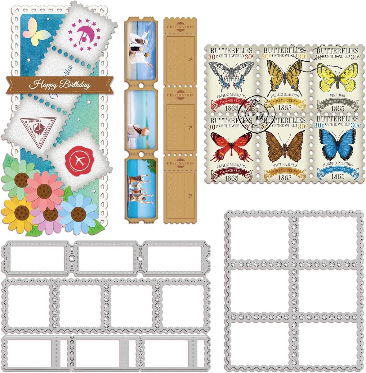 2Pcs Stempel Frame Snijden Dies Metalen Stempel Grens Die Cuts Embossing Stencils Template Voor Papier Kaart Maken Decoratie Diy Scrapbooking Album Craft Decor