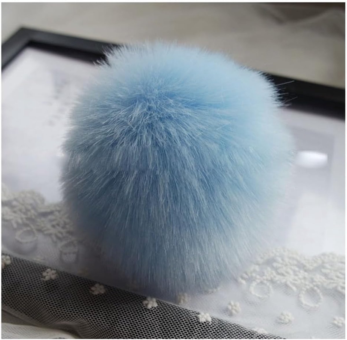 11 stuks kunstbont pompon kunstpluizige pompons 12 cm grote bontpompon kleurrijke doe-het-zelf pompons ballen voor mutsen, sjaals tas, sleutelhanger, decoratie, accessoires, hemelsblauw