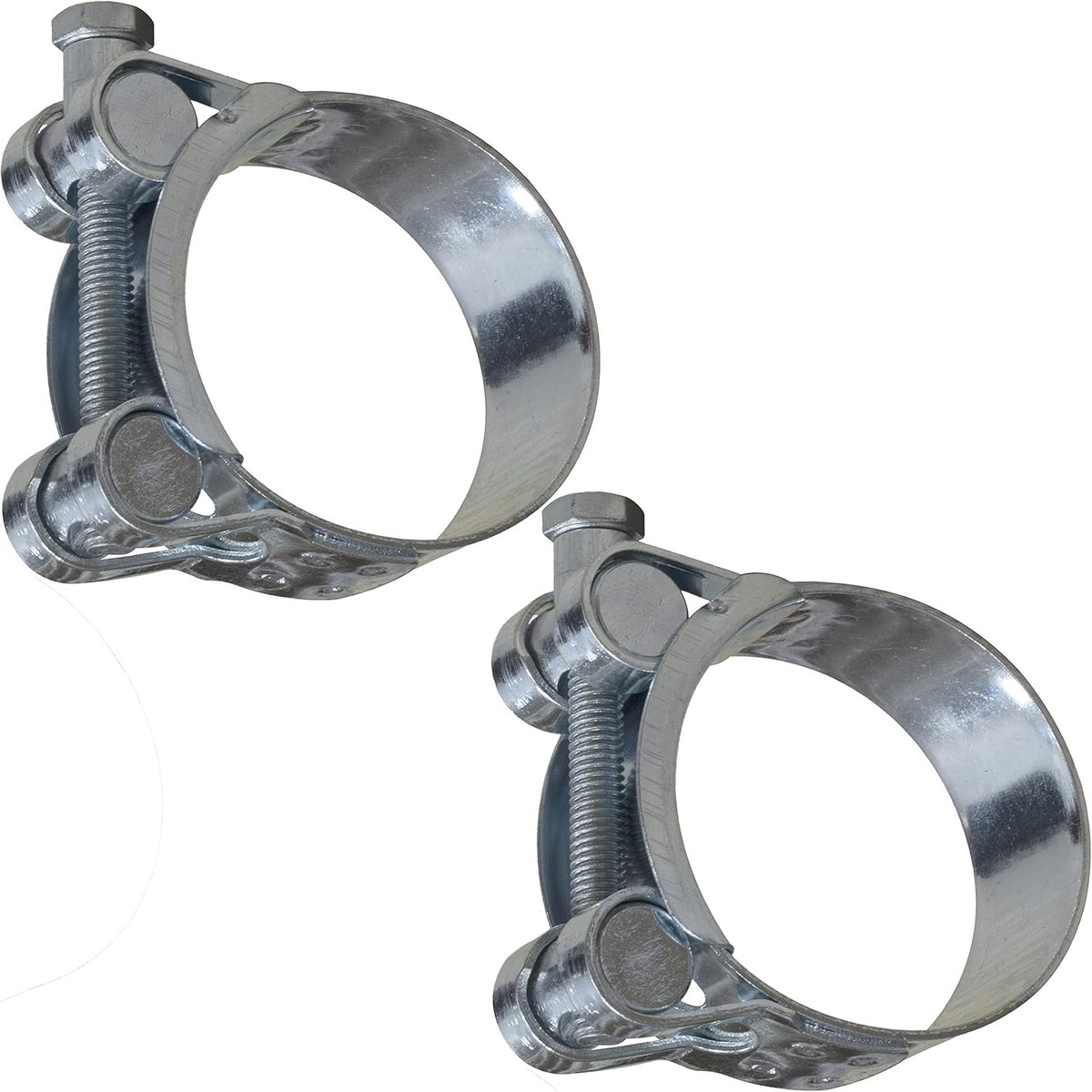 - C63810 - set met 2 klembouten 26-28 mm - stripbreedte 18 mm - van staal - kleur zilver - vloeistofsleutel platte leidingen ventilatie