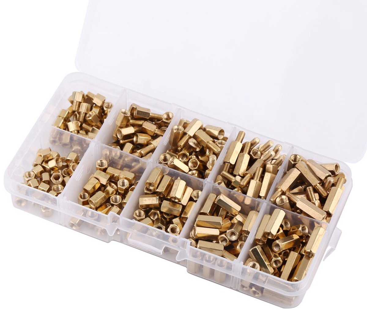 300 Stks M3 Moer Schroef Spacer Schroefdraad Man Vrouw Zeskantbout Messing Assortiment
