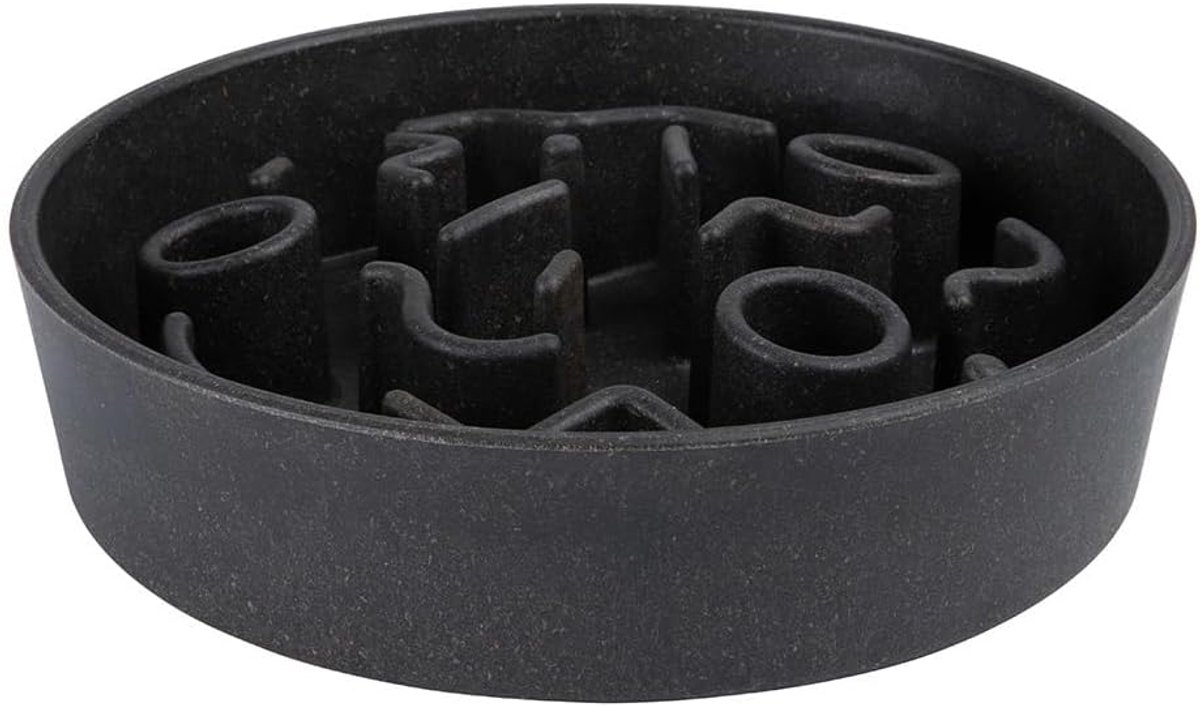 Hondenvoerbak - Anti-schrokbak - Langzaam eten - Gemaakt van bamboe - 21 cm - Donkergrijs