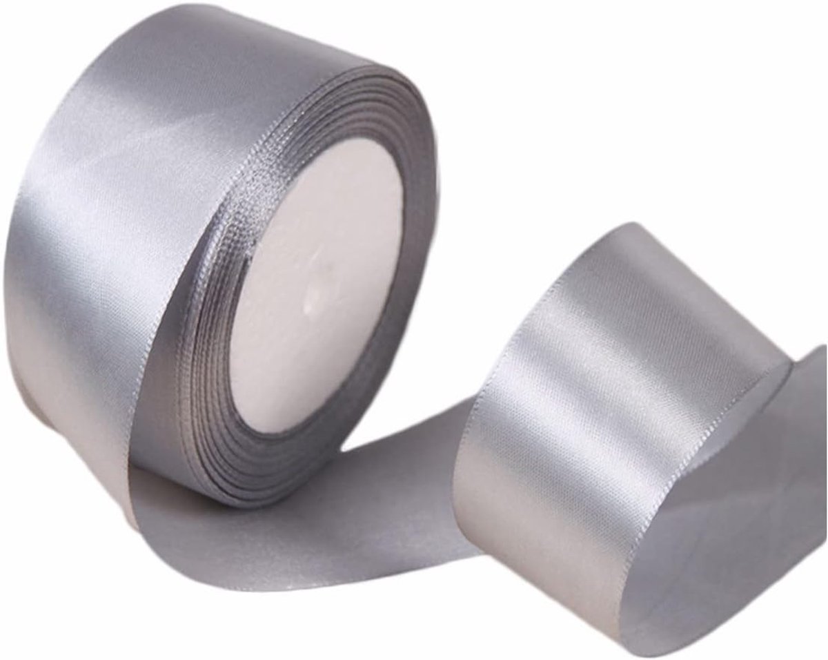lint 40 mm, 23 meter grijs satijnen stof aanwezig lint voor knutselen, geschenkverpakking, ballonnen, bloemenboeketten, taartdecoratie, haarstrikken, naaien, babyshower en bruiloftsfeest
