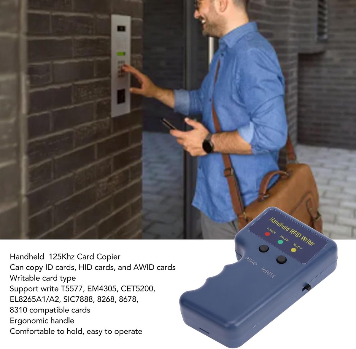 Schrijver, 125 KHz Handheld Fob-kopieerapparaat, Proximity Card RFID-duplicator-kloner met 5 Stuks T5577-sleutelhanger en 5 Stuks T5577-kaarten