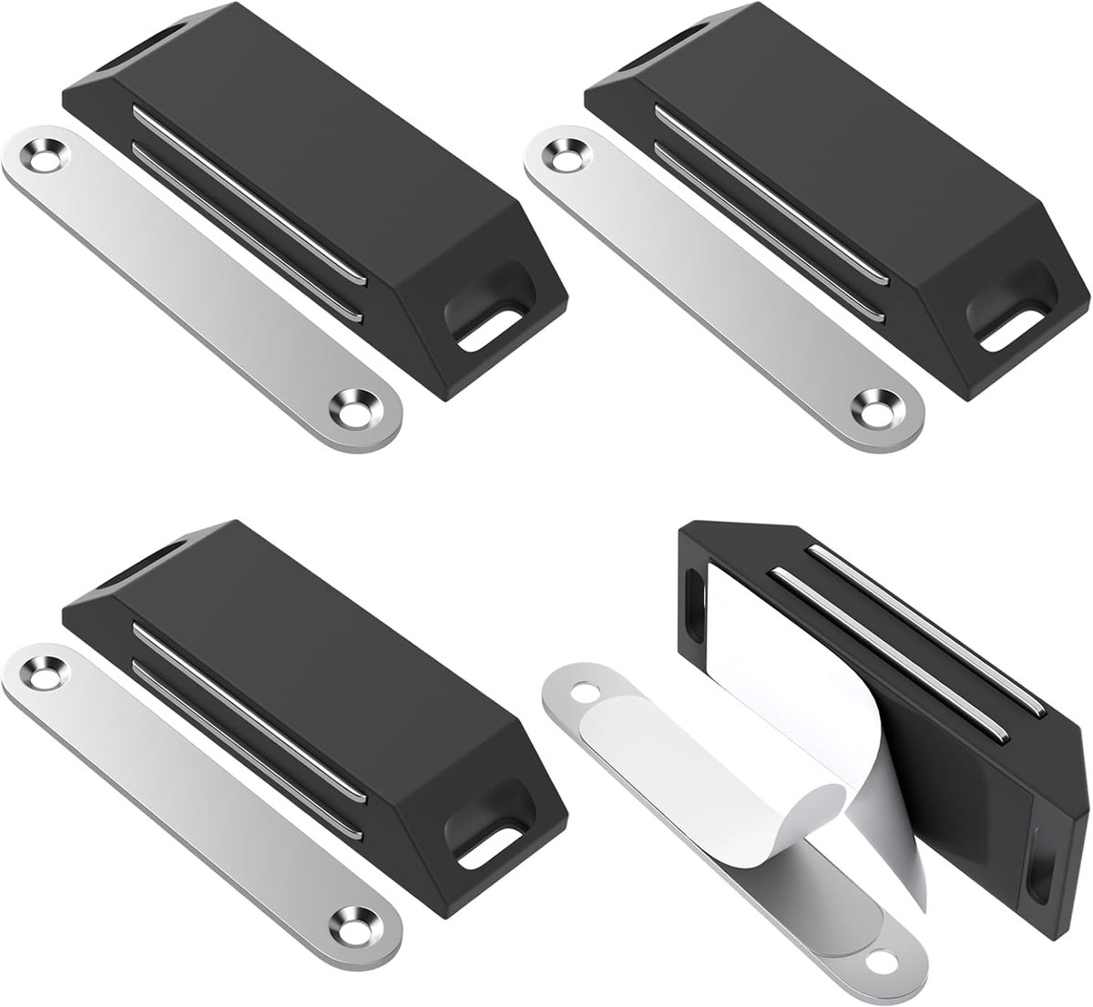 Magnetische Deurvangst 4-Pack Kastdeur Magneten Zelfklevende Kastdeur Magnetische Vangsten Zware Deurmagneet Latches Zwarte Kledingkast Magneten voor Keuken Kastdeur Vangst Sluitingen Sluiting
