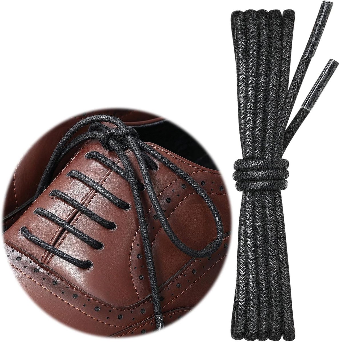 Schoenveters voor Geklede Schoenen, Versterkte en Sterke Leren Schoenveters voor Mannen, Leren Schoenen, Dikte: 3 mm Diameter