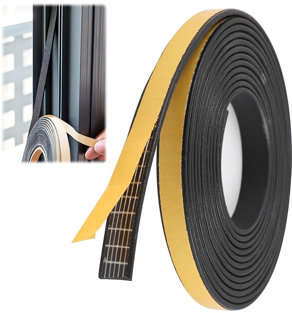 zelfklevend, 10 mm (L) x 3 mm (H), multifunctionele rubberen afdichting, geluids- en warmte-isolatie, hoge dichtheid, waterdicht, zelfklevend schuim, totaal 300 cm