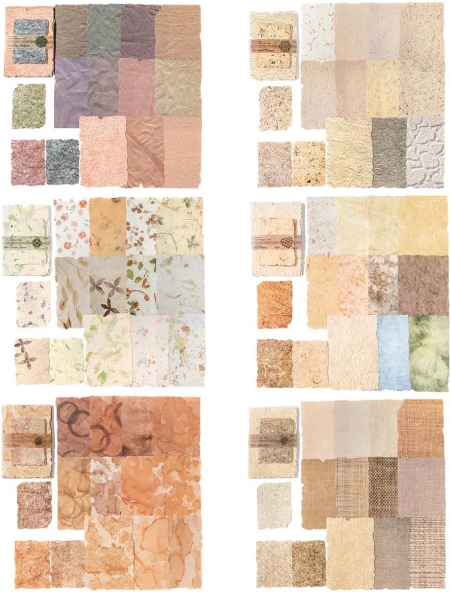 plakboekpapier, 168 stuks gemengd speciaal papier, reliëf, getextureerd afdrukken, knutselpapier voor scrapbooking junk journaling, benodigdheden, kaart, doe-het-zelf