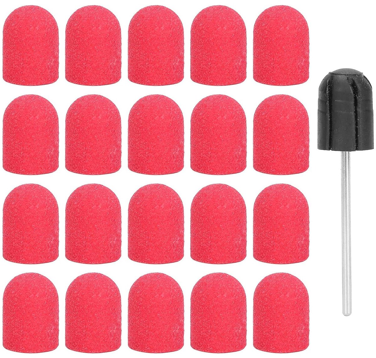 nagelslijpkop, polijstboor, schuurbandset, nagelschuurkop, manicure- en pedicure-gereedschap (13 x 19 mm) (rood)