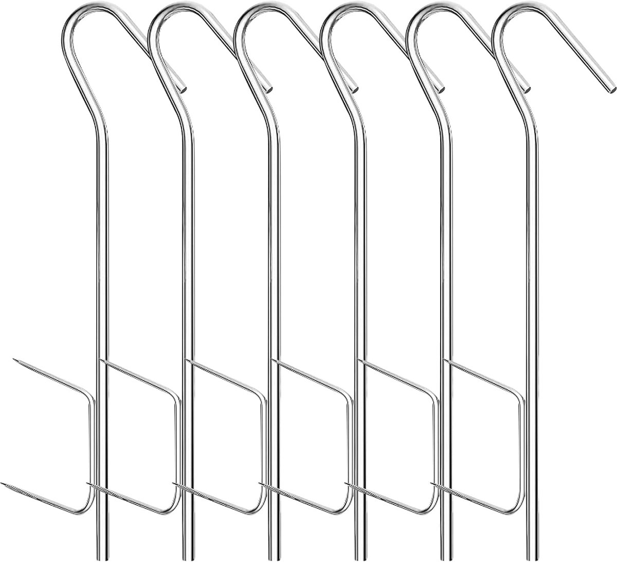 6 stuks rookhaken dubbele punt vissen rookhaken set roestvrij staal rookhaken vis 21 cm forel rookhaken voor het ophangen van gerookte vis vlees worst