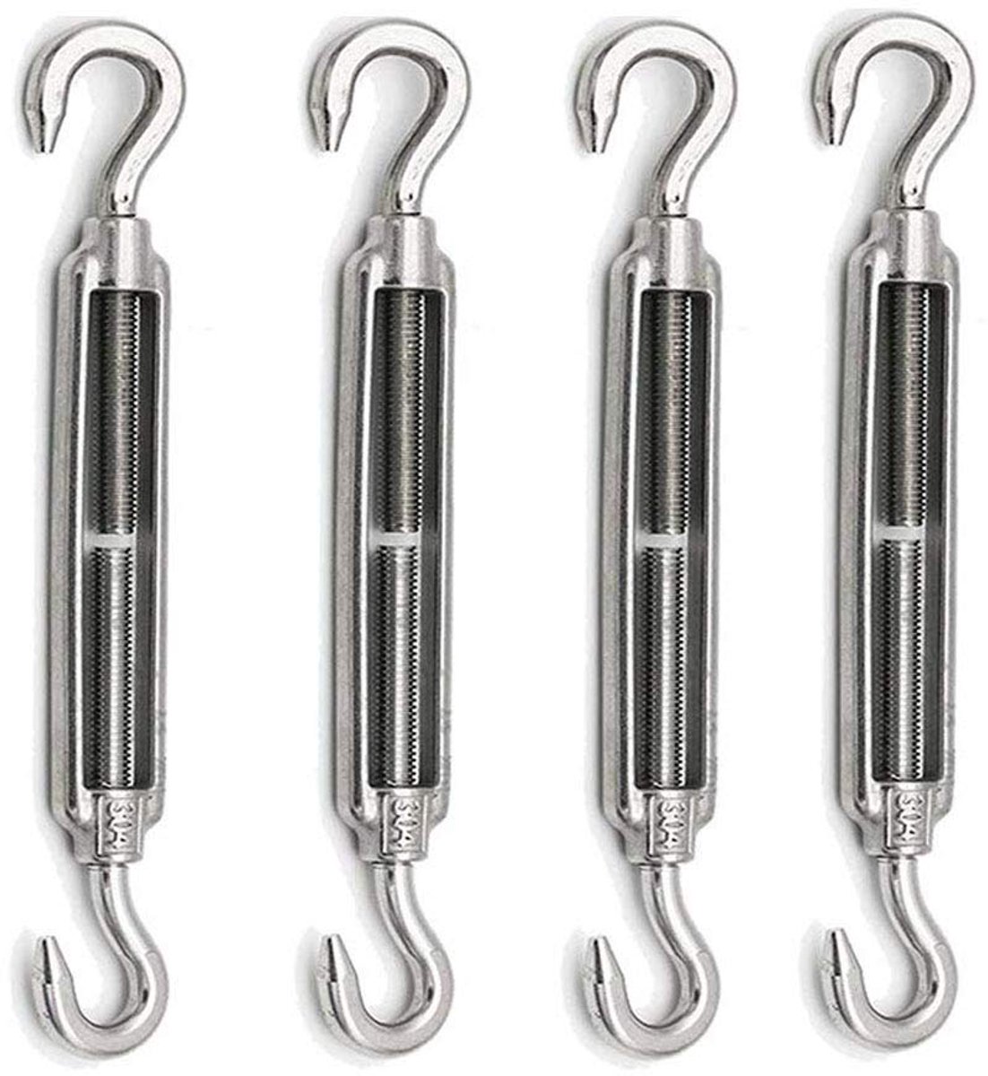 4 stks M10 Rvs 304 Haak & Haak Turnbuckle Wire Touw, Sterke Spanning Hardware Kit voor Wire Rope Spanning Heavy Duty