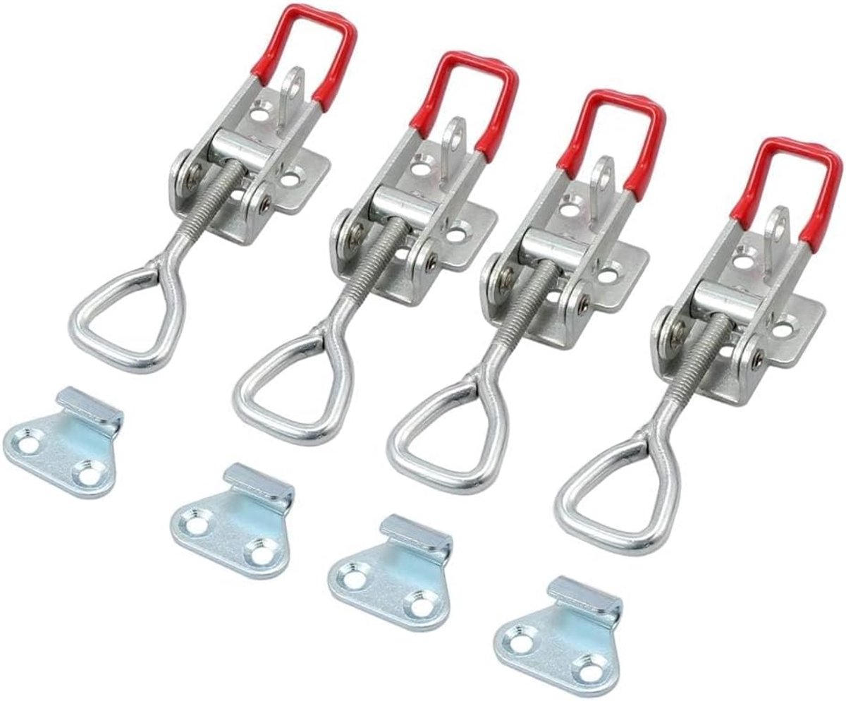 4 stuks verstelbare tuimelklem 180 kg 400 lbs houdcapaciteit hasp klem stalen grendel vangclip pull actie vergrendeling voor gereedschapskisten, kofferbak, koffers