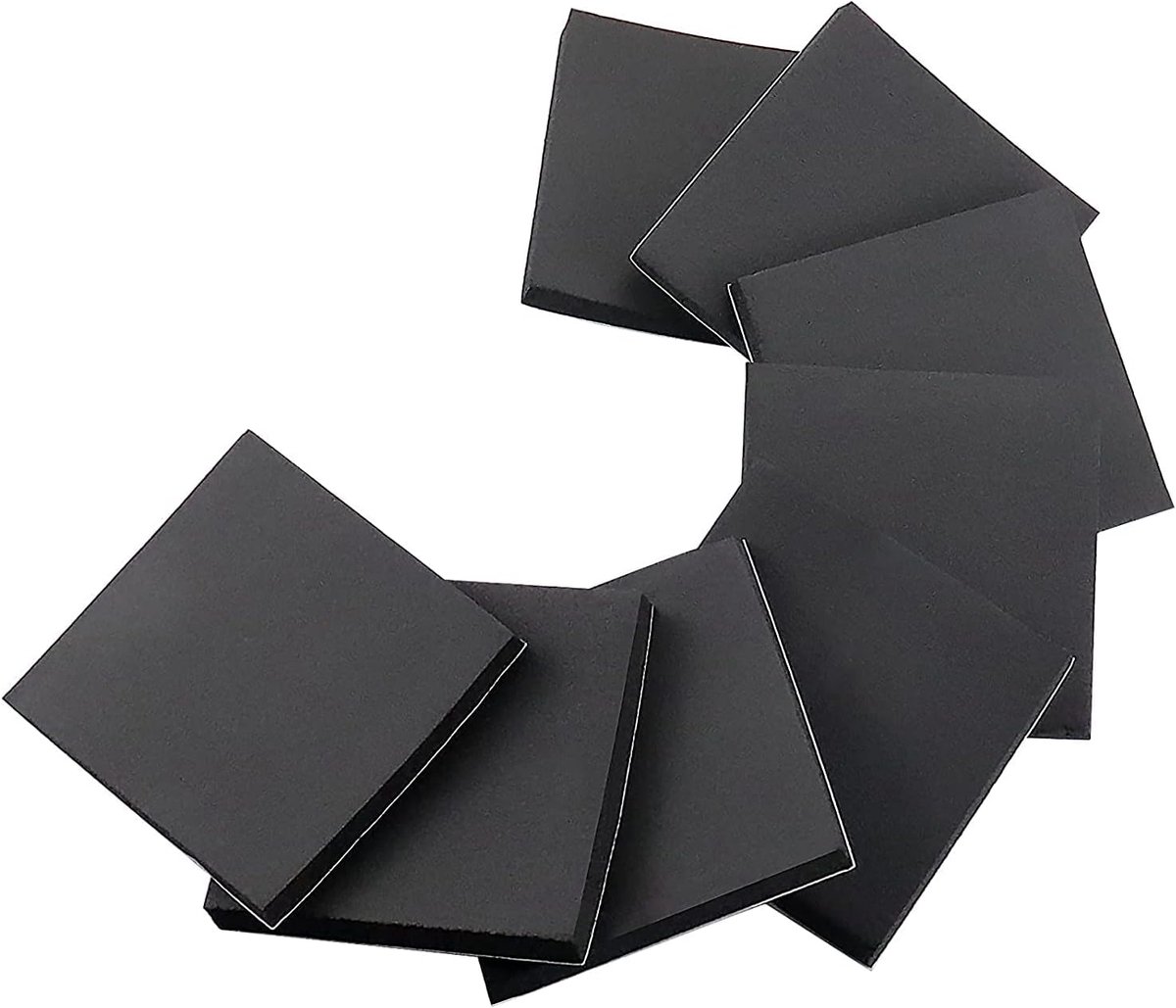 schuimrubberen plaat, zwart, 100 x 100 x 12 mm (l x b x d) schuimrubberen platen, closed-cell, neopreen met kleefrug, antislip schuimmat voor meubels, 8 stuks