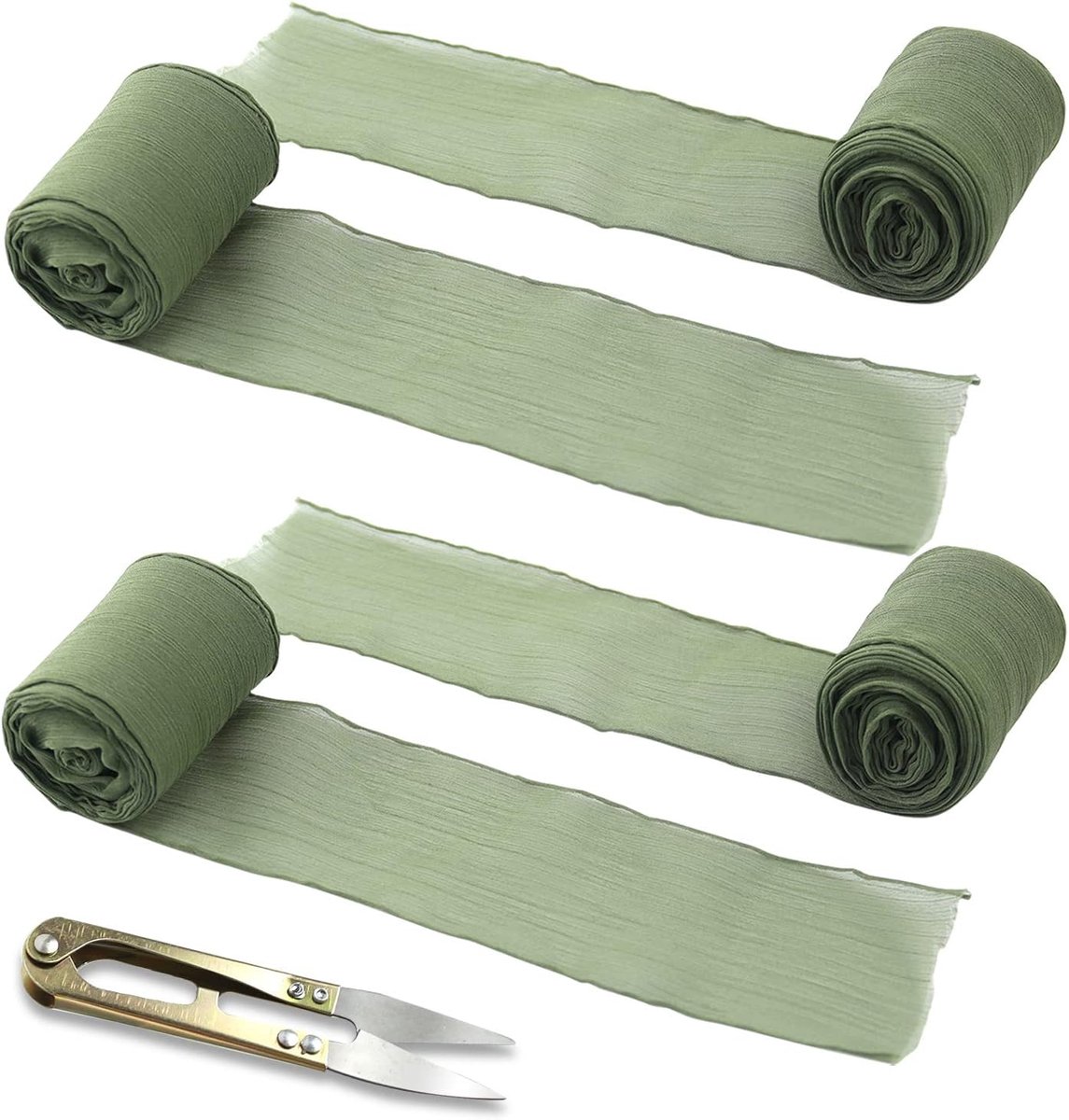 lint chiffonlint saliegroen zijden lint bruiloft chiffon linten 4,5 m x 38 mm decoratielint stoffen lint voor verjaardag boeket geschenkverpakking 4 rollen (groen)