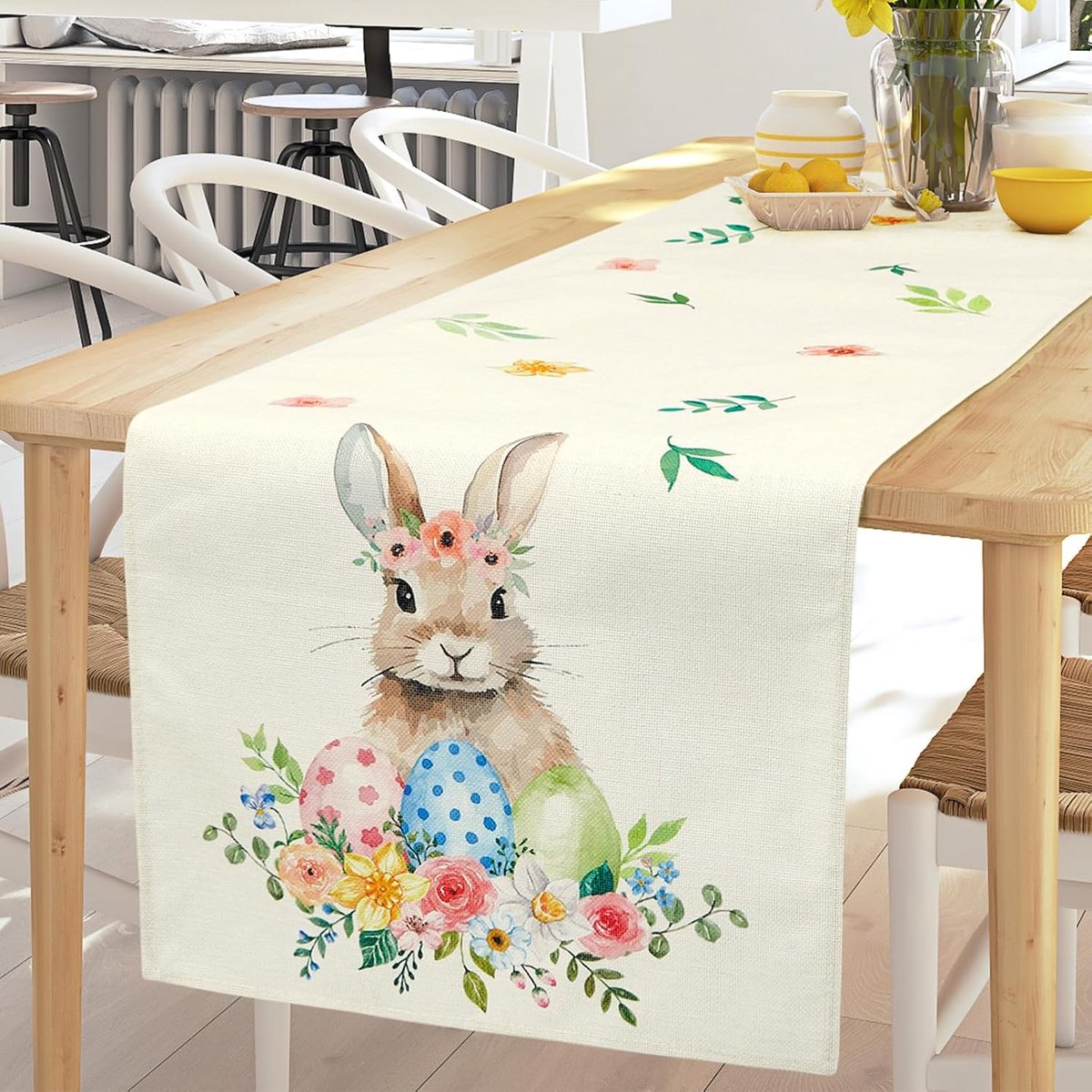 Paastafelloper 40x180cm Konijnentafelkleed Bloem Tafeldecoratie Seizoensgebonden Vakantietabelkleed Vlaggendekking Voor Thuis Eetkamer Keuken Open Haard Boekenplank Paasthema Feestdecoratie