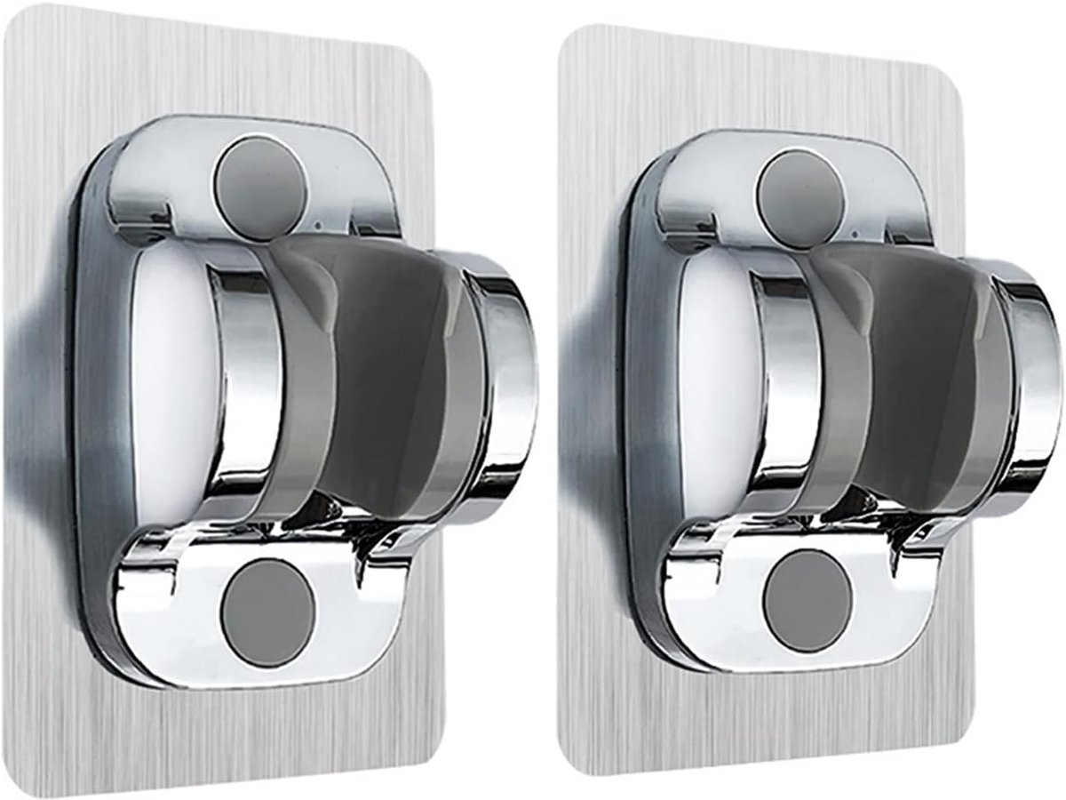 Wall Mount Sterke Zelfklevende Waterdichte Handheld Douchehouder, Douchekophouder, voor rv Douche Kids Douche Badkamer Douche (Zilver 2P)