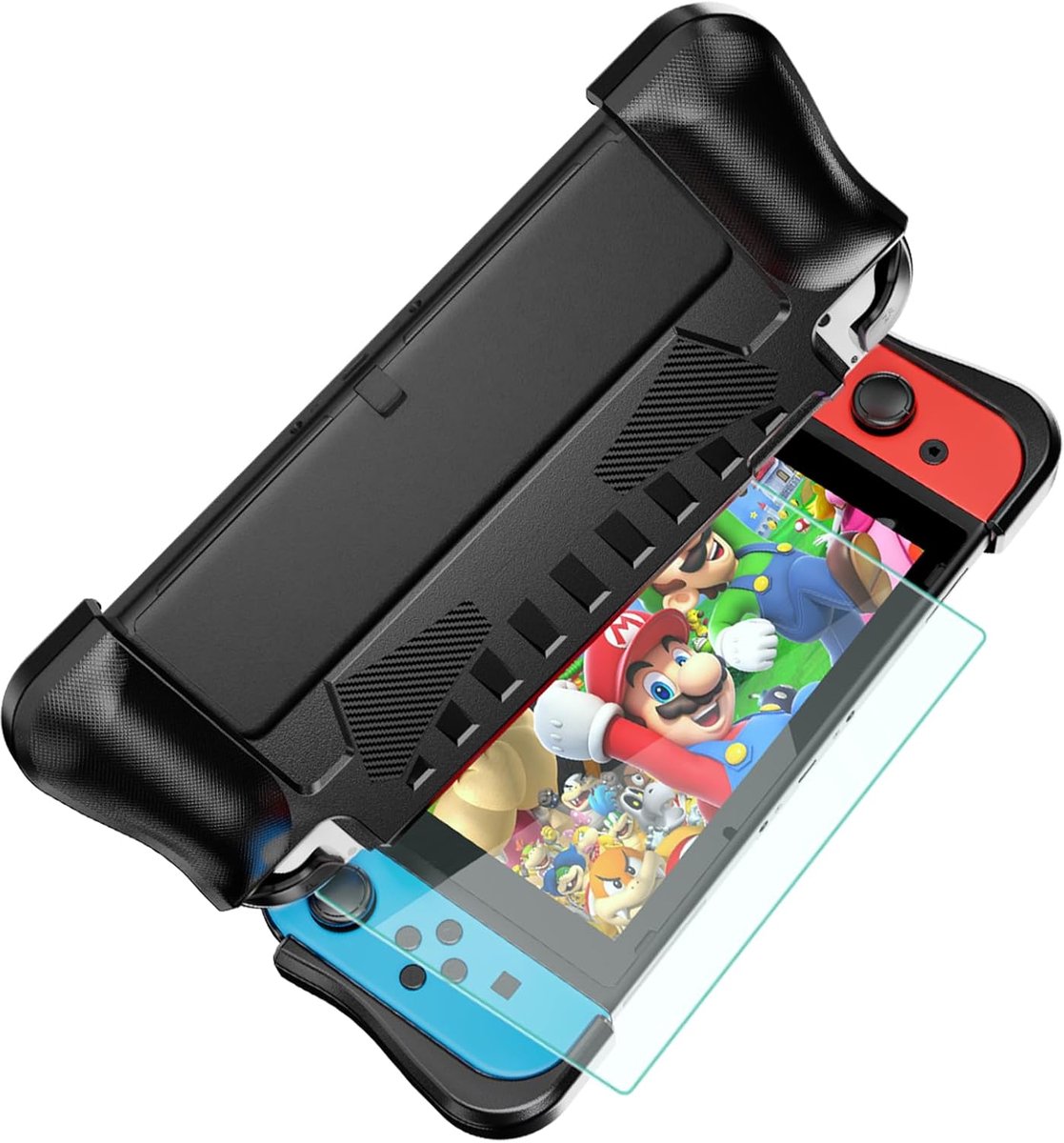 Dockable Hoes voor Nintendo Switch OLED 2021 TPU Grip Beschermhoes Accessoires Compatibel met Nintendo Switch OLED 7 inch en Joy-Con Controller (Inclusief Geharde Folie)