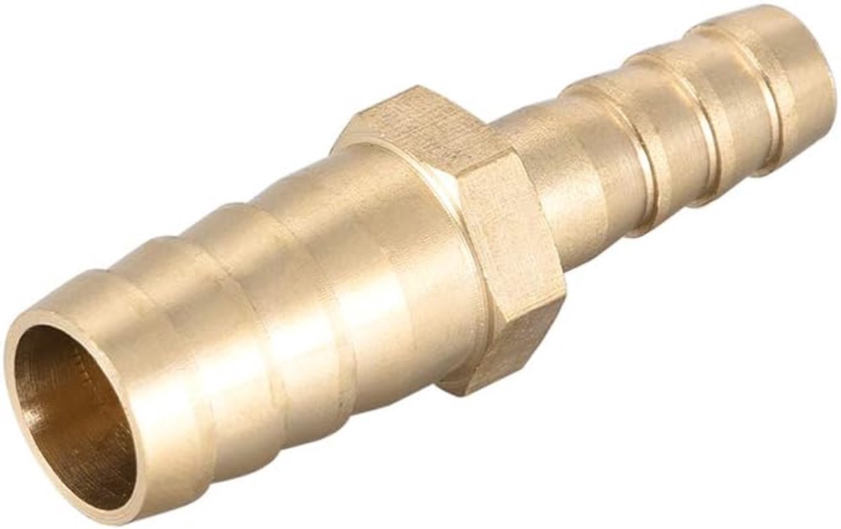 sourcing map Messing verloopstuk weerhaak slangaansluiting verbindingsstuk adapter 12 mm x 8 mm weerhaak (1 stuk)