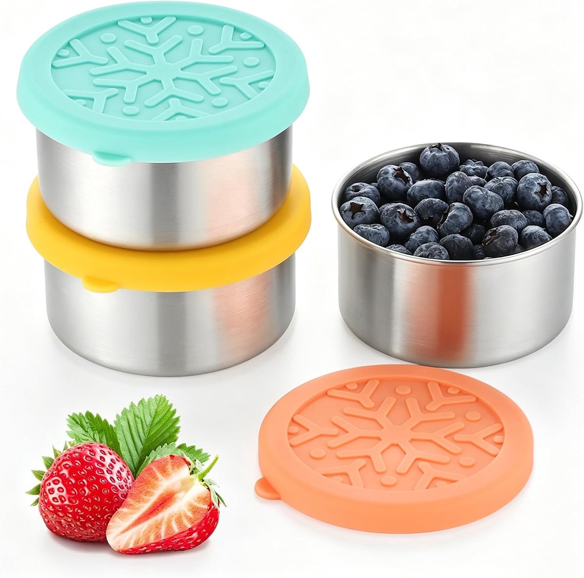 Roestvrijstalen Voedselbakjes Set van 3 – 220 ml Lekvrije Lunchbox & Snackcontainers voor Kantoor, Thuisopslag – Metalen Bakjes met Deksels