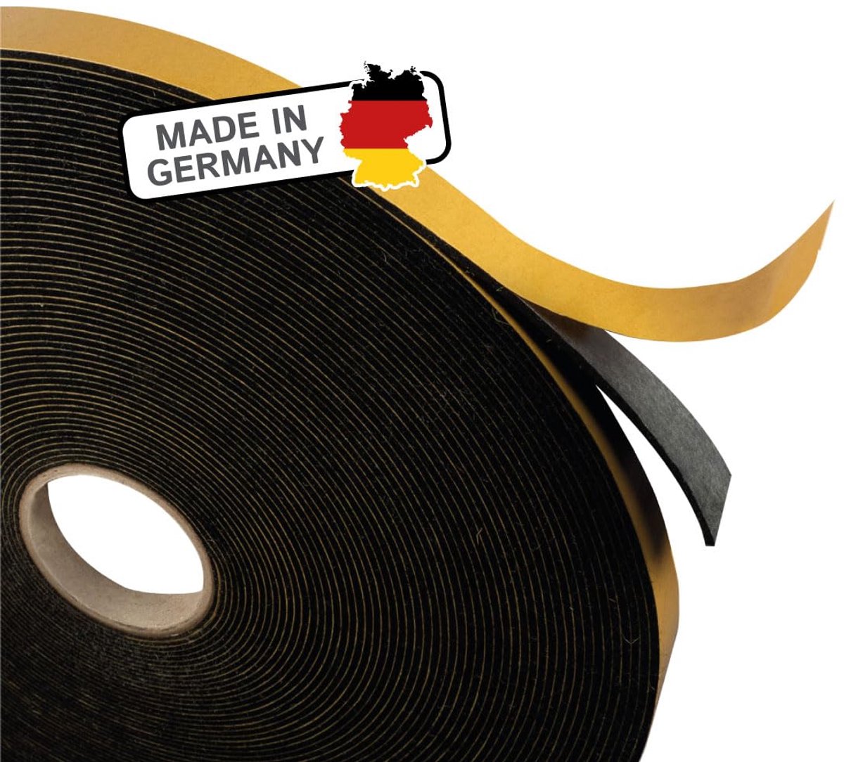 zelfklevend, 15 mm breed × 1,5 mm, 20 m, zwart, Made in Germany