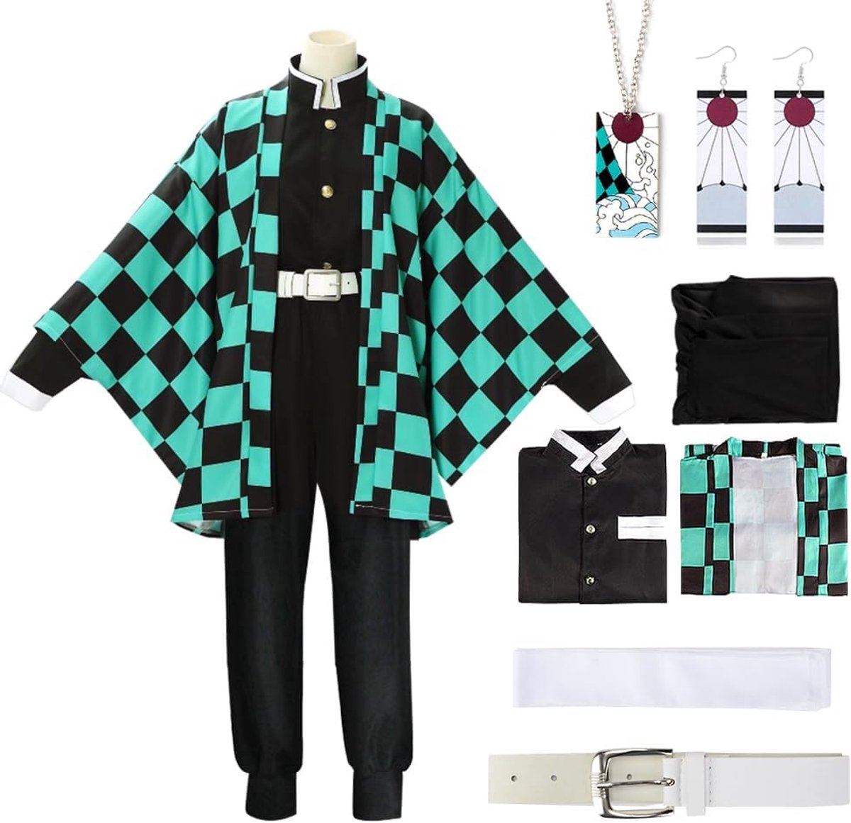 Tanjirou Cosplay, Nezuko Tanjirou Kochou Shinobu Mitsuri kostuumset, kimono cape ensemble, cadeau voor kinderen, Nezuko Tanjiro kostuum voor carnaval, Halloween, Kerstmis
