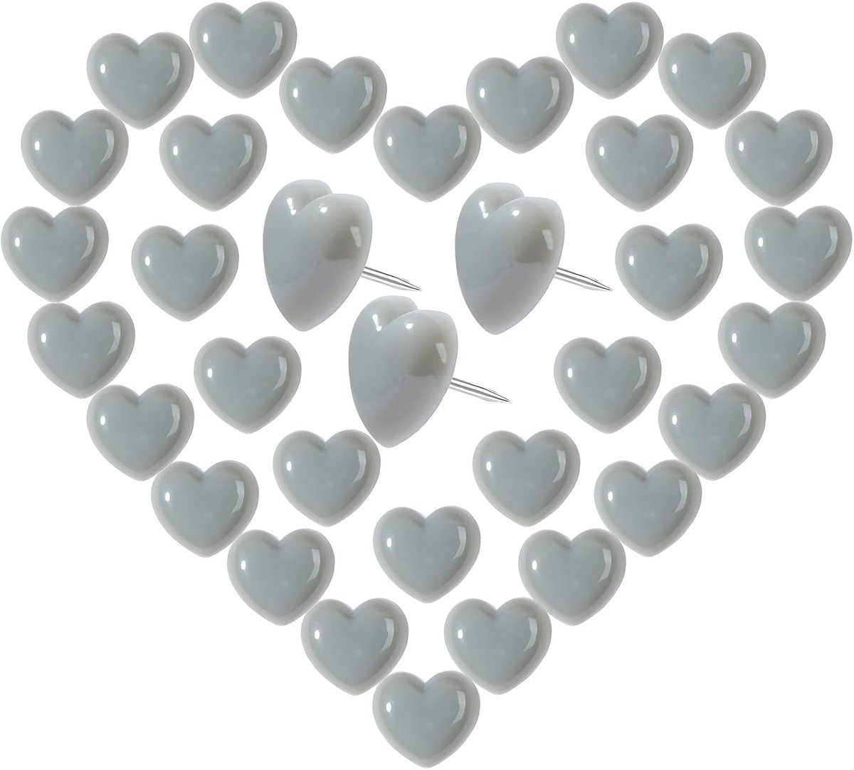 Liefde Hart Push Pins 150Pcs Grijze Duim Tacks Tekening Pins Leuke Plastic Pushpins Decoratieve Pins Met Stalen Punt Kaart Tacks Voor Foto's Muur