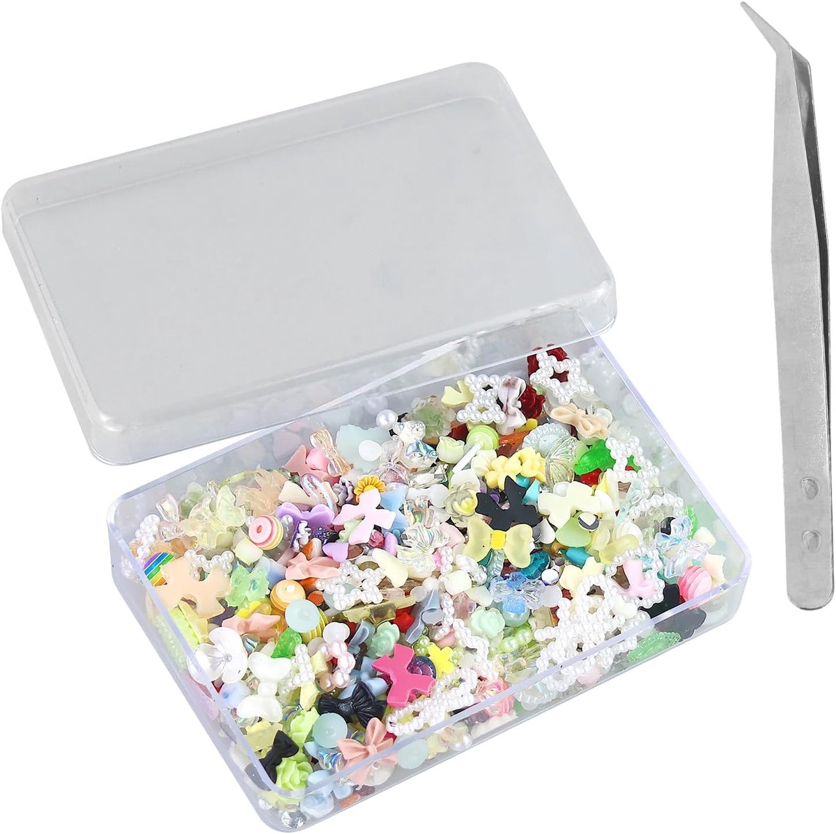 1 stuk gemengde nageldecoratie, meervormige, hartvormige strikkralen, nagelkunstdecoratie
