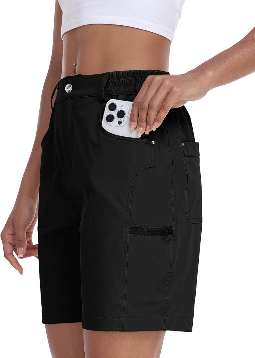 Cargobroek voor dames, korte lichte wandelbroek, zomer, outdoor, shorts, stretch, korte broek