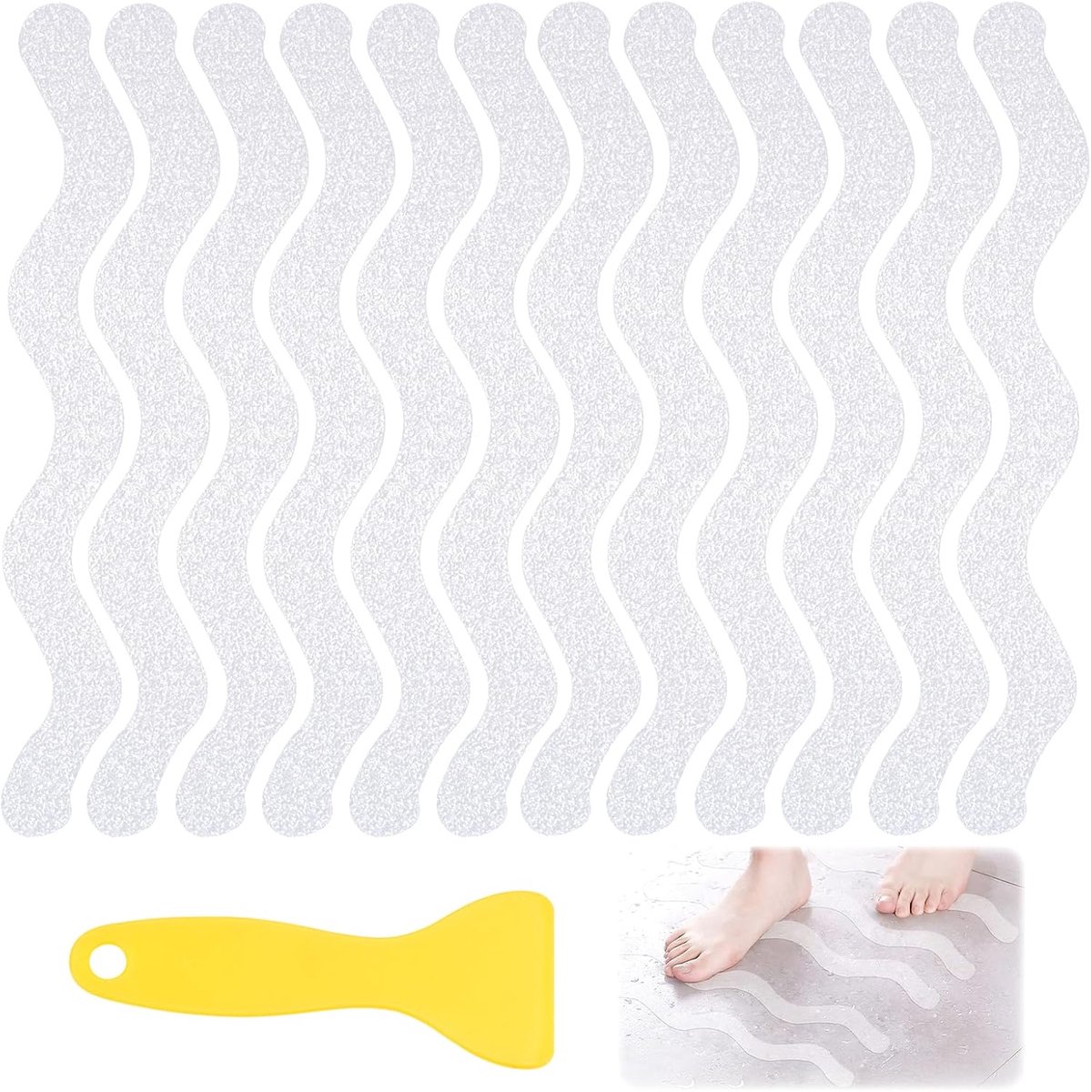 36 Stuks Antislipstrips voor Bad en Douche,Antislipstrips voor Bad | Antislip Douchestrips Treden,Antislip Douchestickers Set,voor Badkamer,Keuken,Ladders,Traptreden,Zwembaden(Transparant)