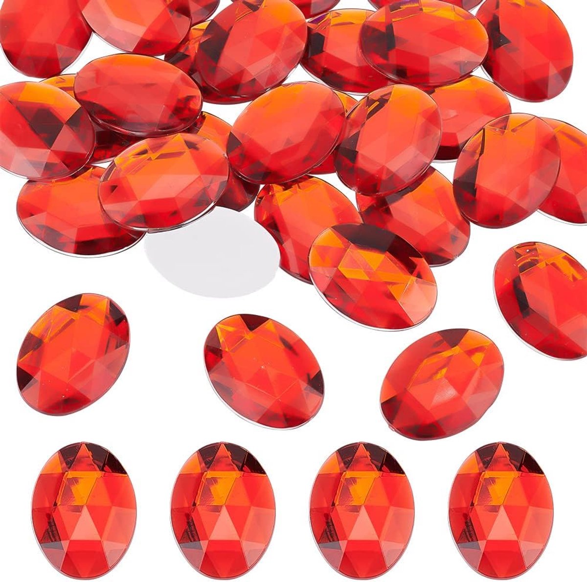 30 Stks 40x30mm Extral Grote Ovale Acryl Strass Edelstenen Acryl Juwelen Embelishments Kristallen Platte Terug Rode Juwelen Embelishments Crystal Edelstenen voor Kostuum Maken Cosplay Juwelen Ambachten
