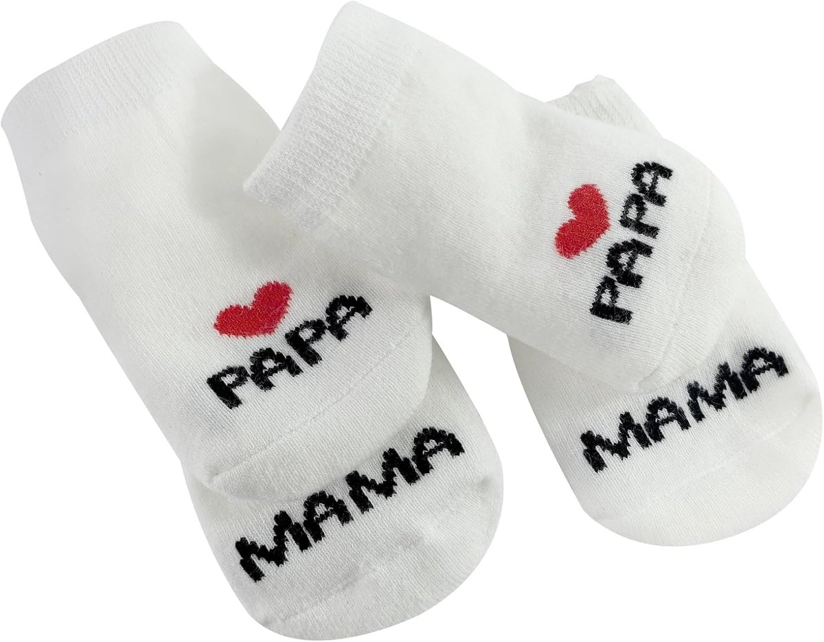 Sokken Gift Set, MaMa&PaPa Baby Katoen Sokken Pasgeboren Dunne Sokken 0-3 Maanden Baby Meisjes Jongens Thuis Sokken Baby Sokken Sokken Gift voor Baby Douche Kerst Nieuwjaar(2 Paaren)