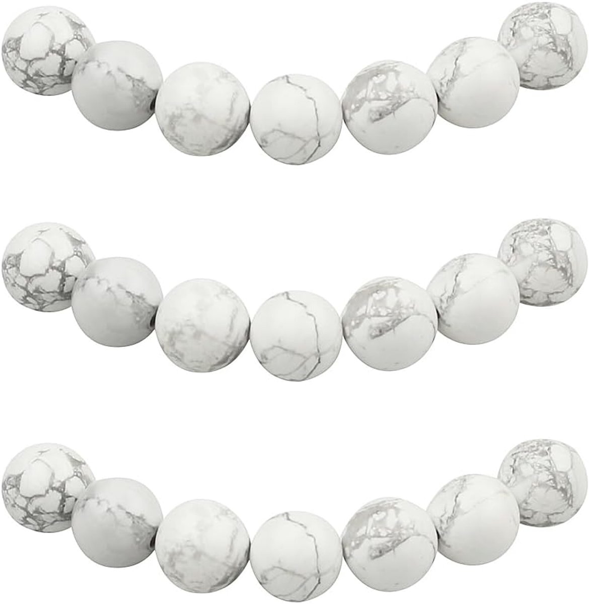 Kralen Witte Howliet Ronde Losse Natuurlijke Halfedelsteen Kralen Voor het Maken van Sieraden Armbanden Kettingen