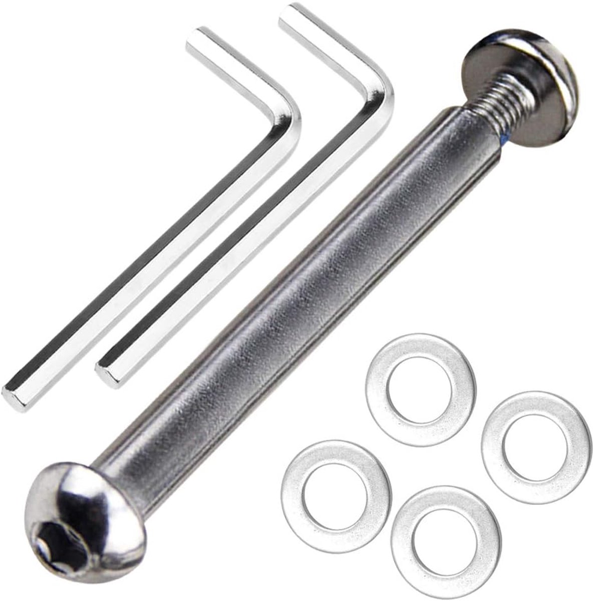 Voor- en achterasbout M8 8 mm x 28 mm - 86 mm van 8,8 koolstofstaal voor freestyle-scooter, jongeren/volwassenen, capaciteit 800 kg