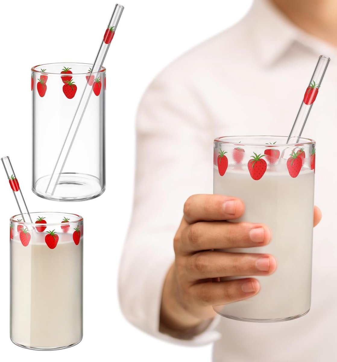 2 sets aardbeiglas heldere koffiekopjes met deksel glas borrelglazen glas bierpul blikjes aardbei glazen espresso kopje helder cocktailbekers