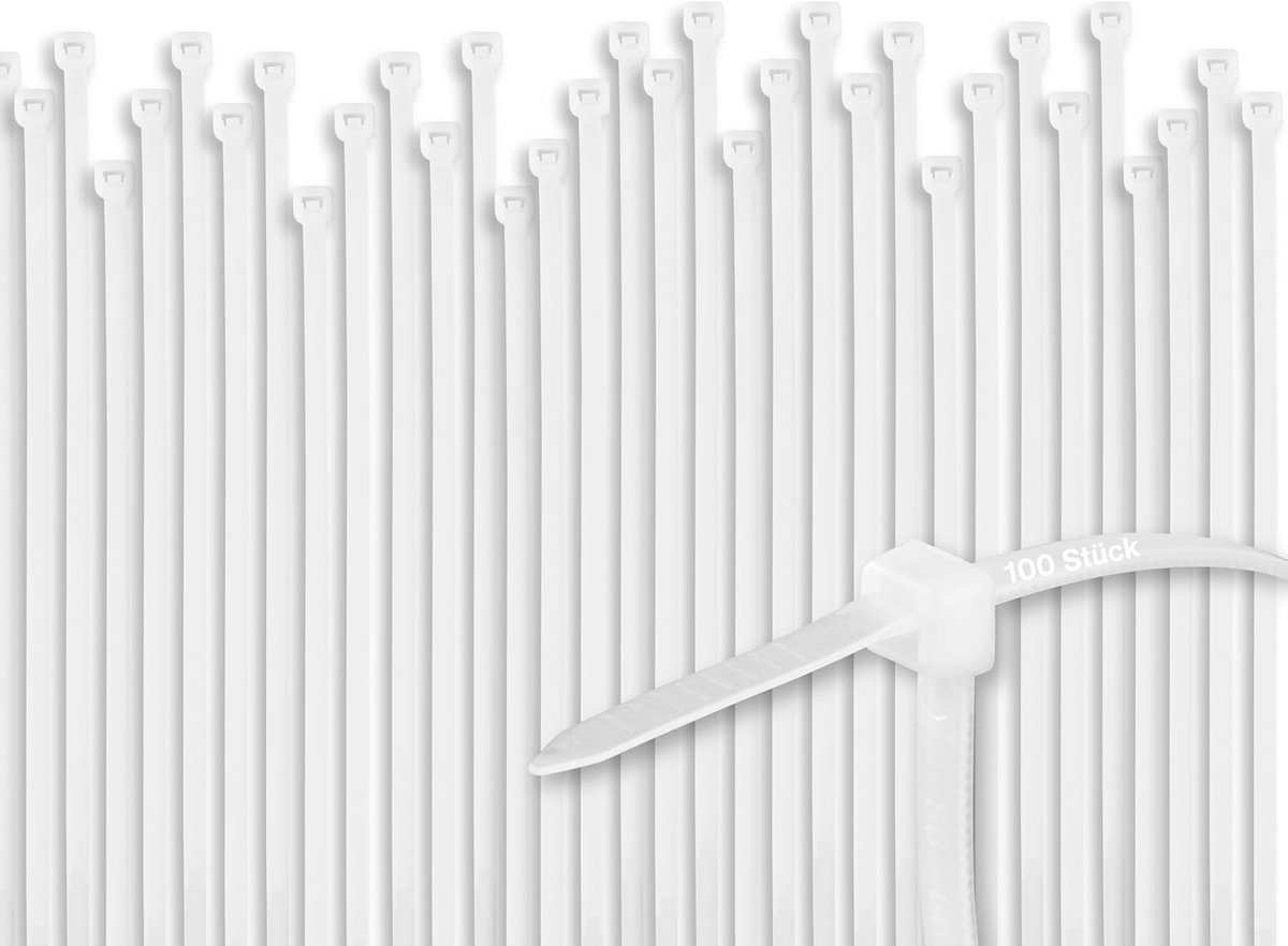 Kabelbinders 200 x 4.6, 100 stuks, wit