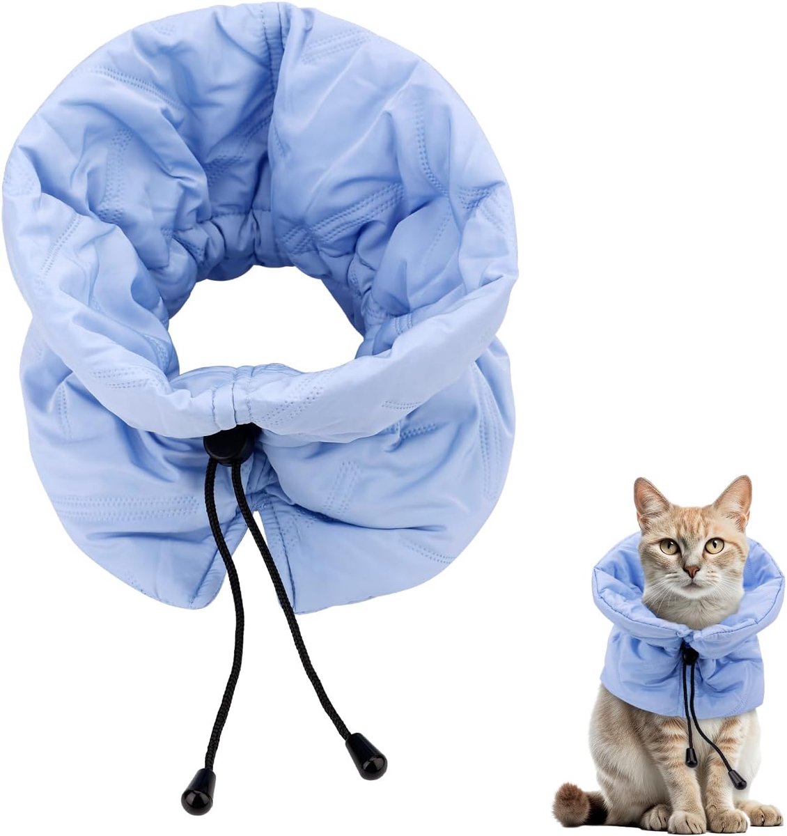 Herstelkegel en zachte, verstelbare Elizabethaanse halsband voor katten en kittens na een operatie, beschermende nekkraag om likkende wonden te voorkomen (S)