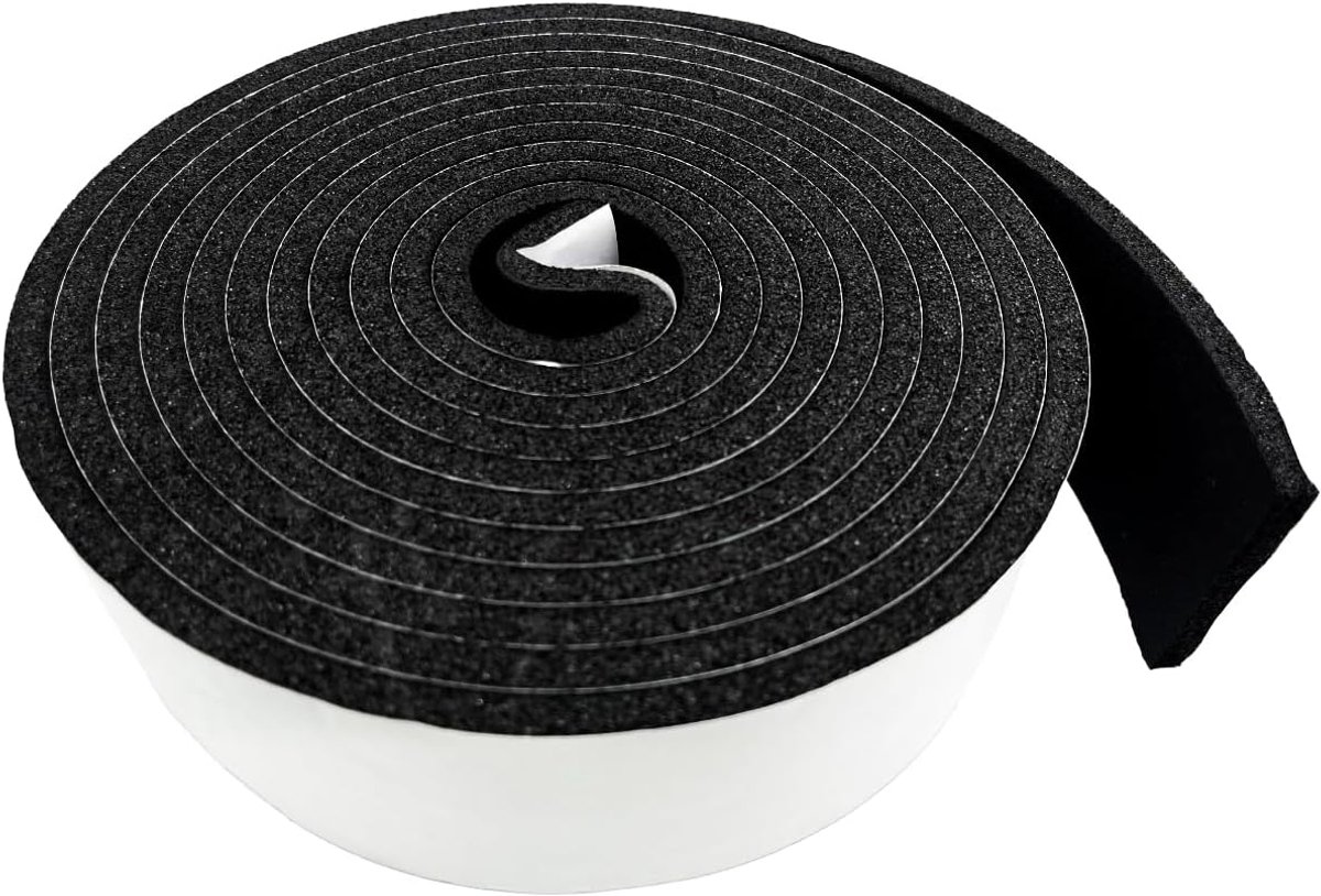 Schuimtape, hoge dichtheid, 50 mm (B) x 6 mm (D), zelfklevend schuimrubber voor ramen en deuren, weerbestendig, deurafdichting, geluidsisolatie, stapbescherming, totale
