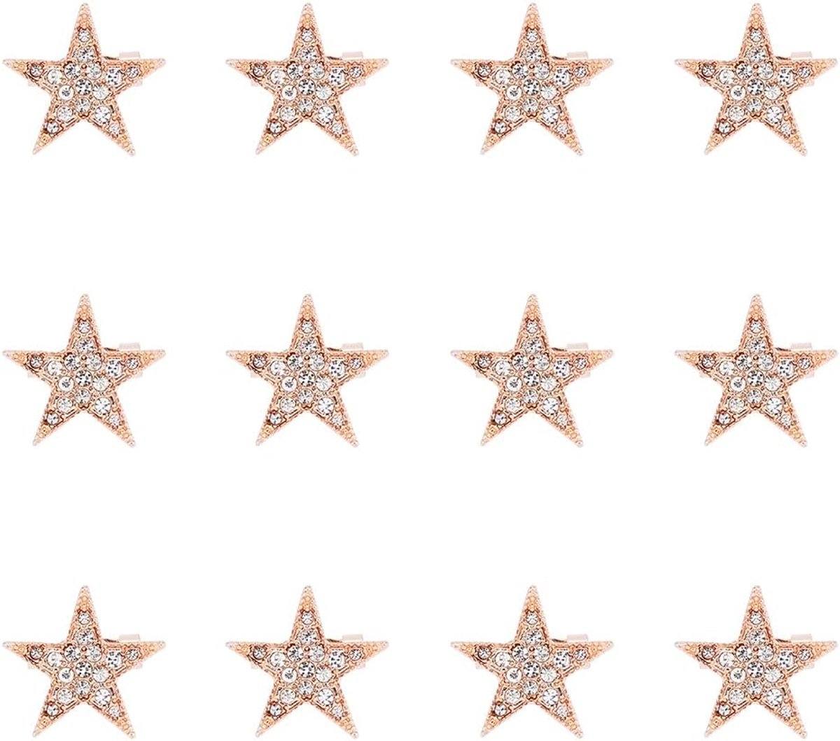 12 STKS Ster Broche Pin Legering Pentagram Broches Rose Gold Rhinestone Badge Metalen Broche Pins Voor Jurk Trui Sjaal Baretten Tas Decoraties