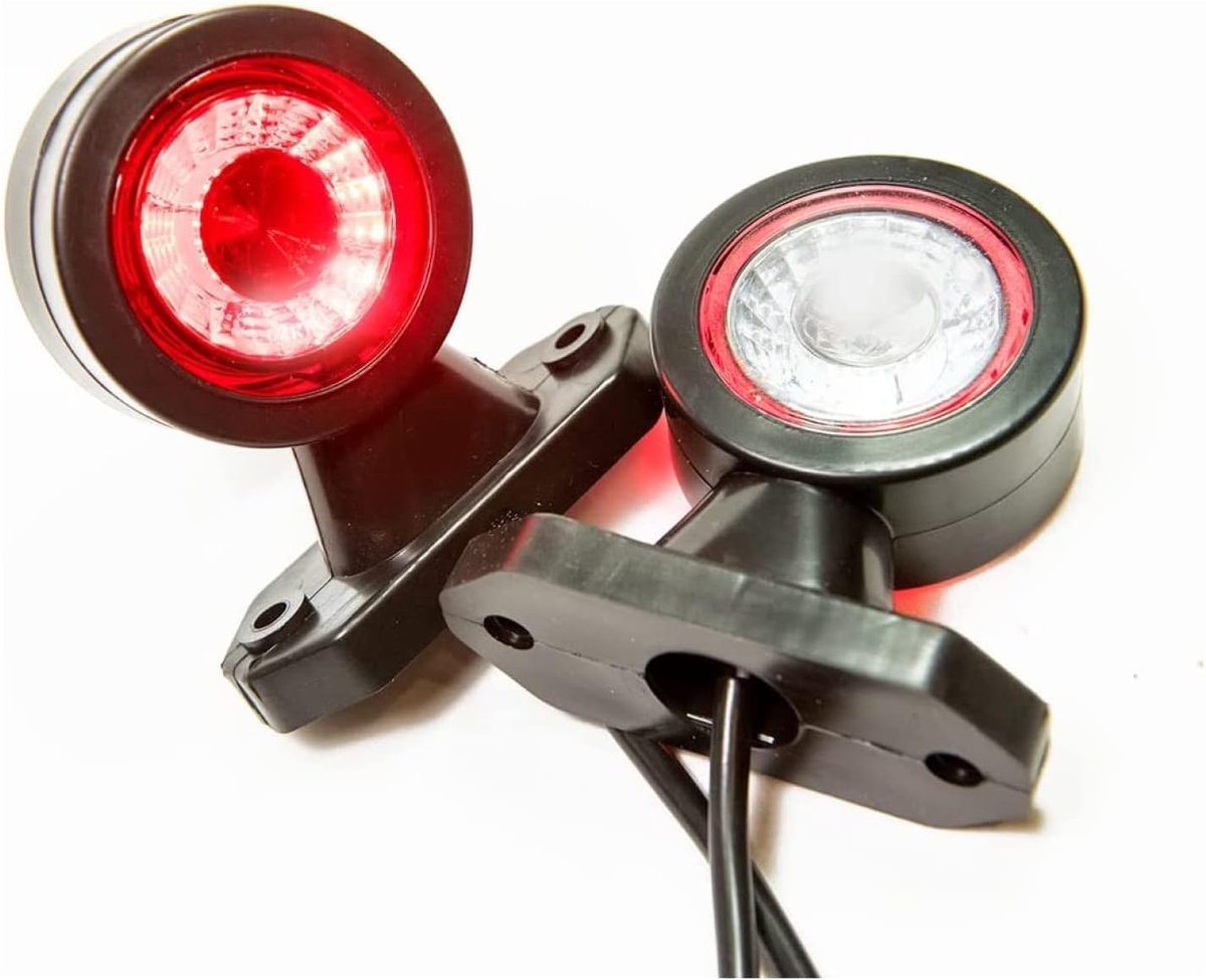 2 x rubber markeringslicht zijlicht positielicht 12V 24V, 2 kleuren: wit, rood, voor vrachtwagen auto aanhanger, trekauto caravan etc.