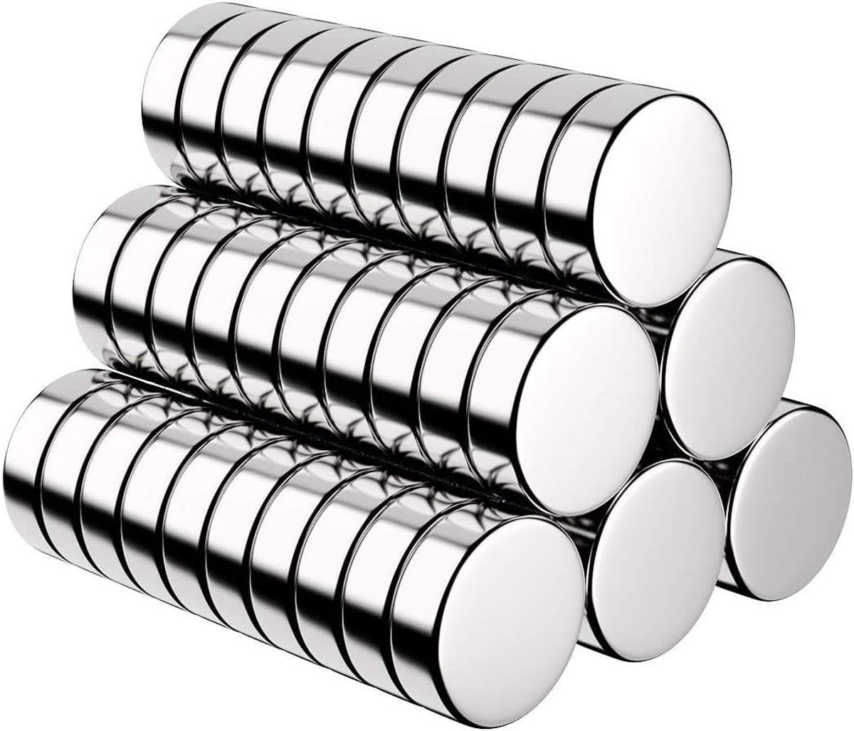carmdering - 60 Stuks Neodymium Magneten 10x3 mm - Extra Sterke Ronde Magneetjes - Nikkel Gecoat - Voor Koelkast, Whiteboard en DIY