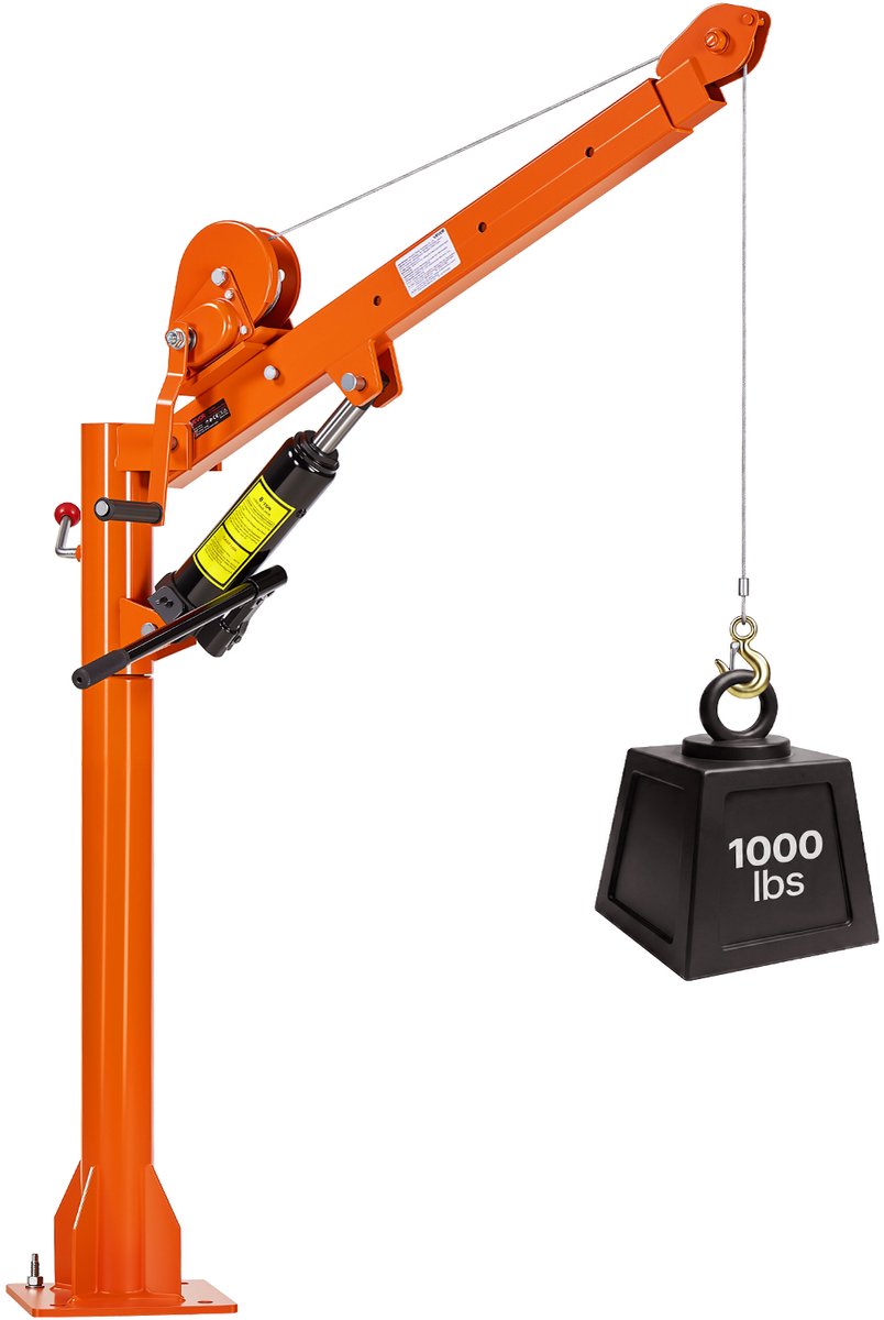 VEVOR Pick-Upkraan met Een Hefvermogen van 453,6 Kg, Handmatige Laadkraan Inclusief Handlier en 8t Hydraulische Pomp, Hijskraan met Telescopische Giek en 360° Zwenkring, Takel van Koolstofstaal voor Pick-Up Trucks en Trailers